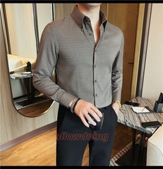 Men’s Long Sleeved Shirt Spring Fashion Slim Fit Business Casual Shirt Tops