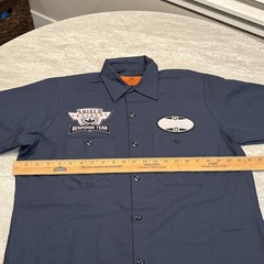 Red Kap Workwear Button Up Blue Grunge Y2K M Mechanic Short Sleeve Patches