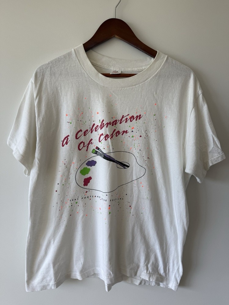 VINTAGE 1991 Portland Rose Festival A Celebration Of Color Graphic Art T-Shirt