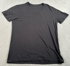 Theory Shirt Men Small Black V-Neck Streetwear Summer Preppy Casual Short Sleeve