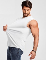 Mens Workout Tank Tops Summer Gym Muscle Ribbed Sleeveless Shirt Casual Knitt…
