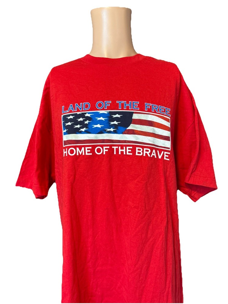 NWT Vintage 90’s Murina USA Land Of The Free Home Of The Brave Red Shirt Size XL