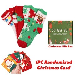 6 Pairs Adult Christmas Holiday Socks Warm Cozy Fuzzy Plus Size AntiSlip Fit