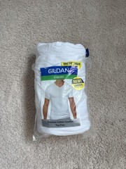Gildan V-Necks Undershirt Mens Size Large White Cotton Tag Free 6 Pack T Shirts