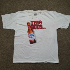 Vintage BUDWEISER Shirt Men XL White This Buds For You Graphic Distressed 90s