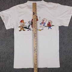 Vintage Looney Tunes Shirt Mens Medium White Double Sided Changes T Made USA 80s