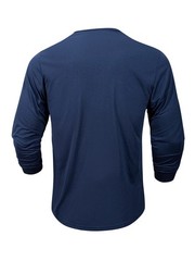 Men Long Sleeve Breathable Henley Button Tee Quick Dry Slim Fit Casual Top Gift