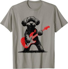 Funny Rock Maltipoo Dog Playing Guitar Music Lover Dog T-Shirt