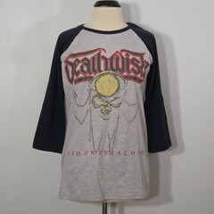 DEATHWISH Demon Preacher L LARGE Raglan Gray Mens Band Logo