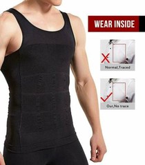 Mens Body Shaper Slimming Shirt Tummy Vest Compression Muscle Tank Top Shapewear