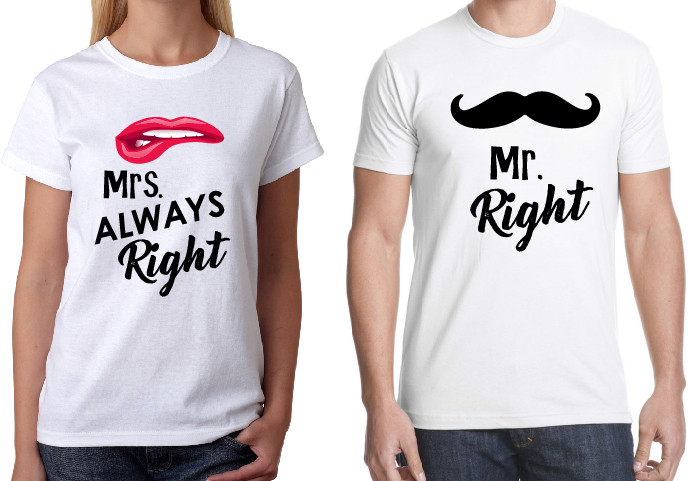 Couple Matching Love Tshirts – Husband Wife Boyfriend – His and Hers Design Tees