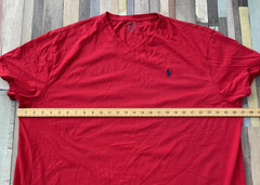 Polo Ralph Lauren Classic Fit Mens Red T-Shirt 2XL XXL Navy Pony Logo V Neck