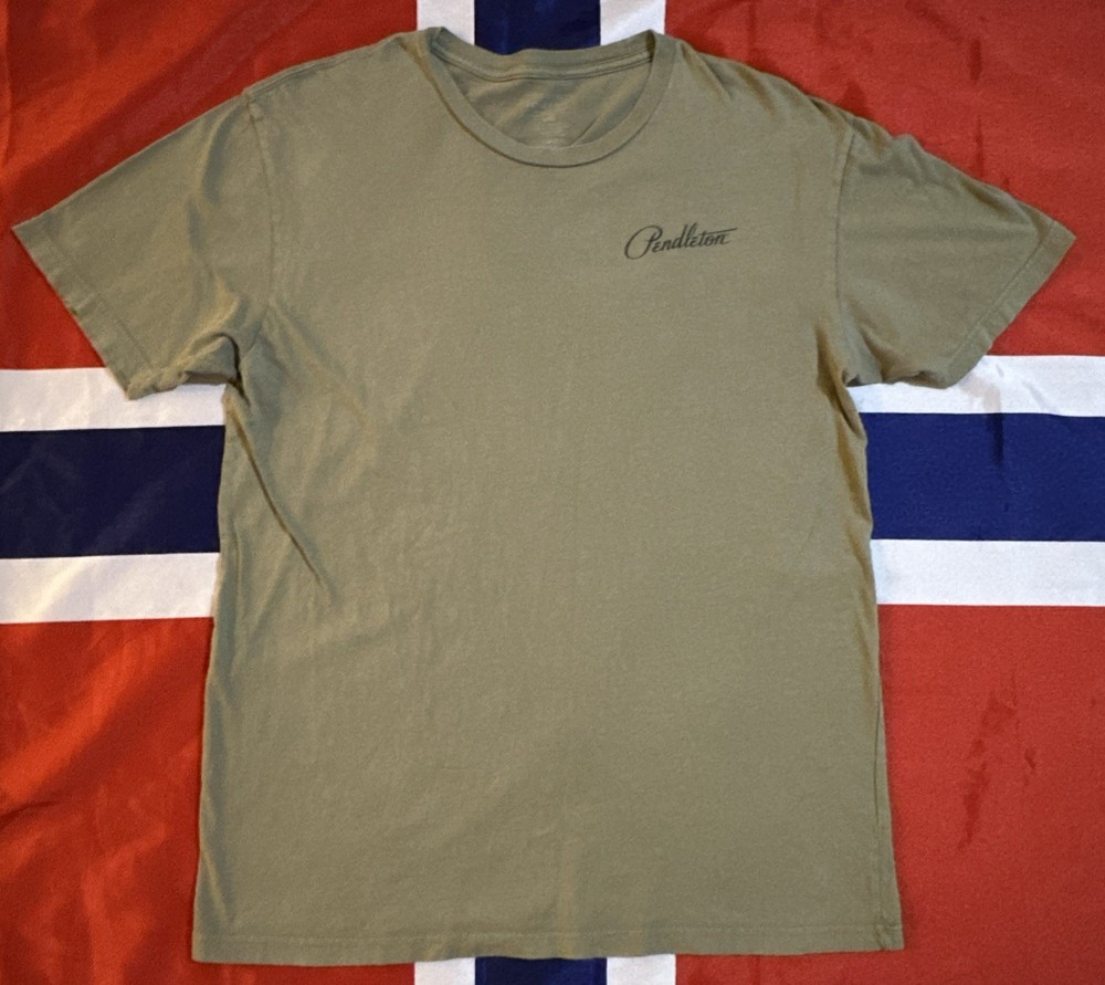 Pendleton Mens Bison Graphic T-Shirt Buffalo Sunset Heritage Khaki Tee Men’s L