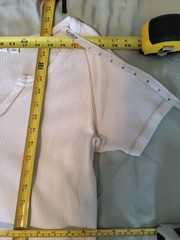 EUC Dockers Ribbed V-Neck Cream Distressed Cotton/Linen Split Hem Top L/XL