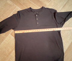 FRESH CLEAN THREADS Henley Shirt Men’s Large Black 3 Button Long Sleeve Casual