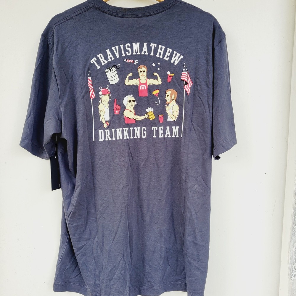 NWT Travis Mathew T-Shirt Mens Blue Bromerica Graphic Tee Size Large