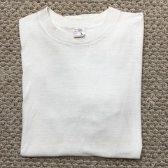 Vintage JCPenney Shirt Mens M/L White Blank Combed Cotton Tee Crew Neck