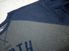 The North Face T-Shirt Men XXL Blue Gray Logo 3/4 Sleeve
