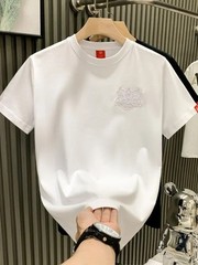 Men’s Luxury Embroidered Lion T-Shirt Short Sleeve Casual Slim Fit Crew Neck Top