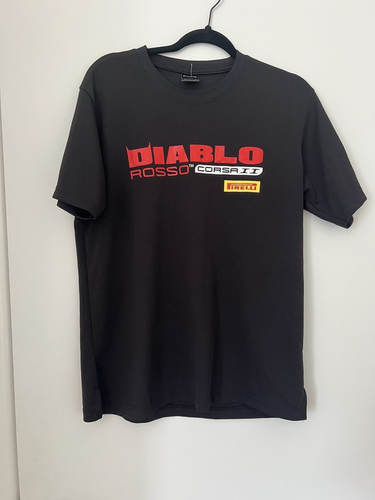 Pirelli Diablo Rosso Corsa II Rider Men’s T-Shirt Short Sleeve Black Large