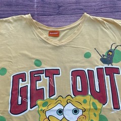 Vintage 2002 Nickelodeon Sponge Bob Square Pants Yellow V Neck Shirt 26×28 L-XL
