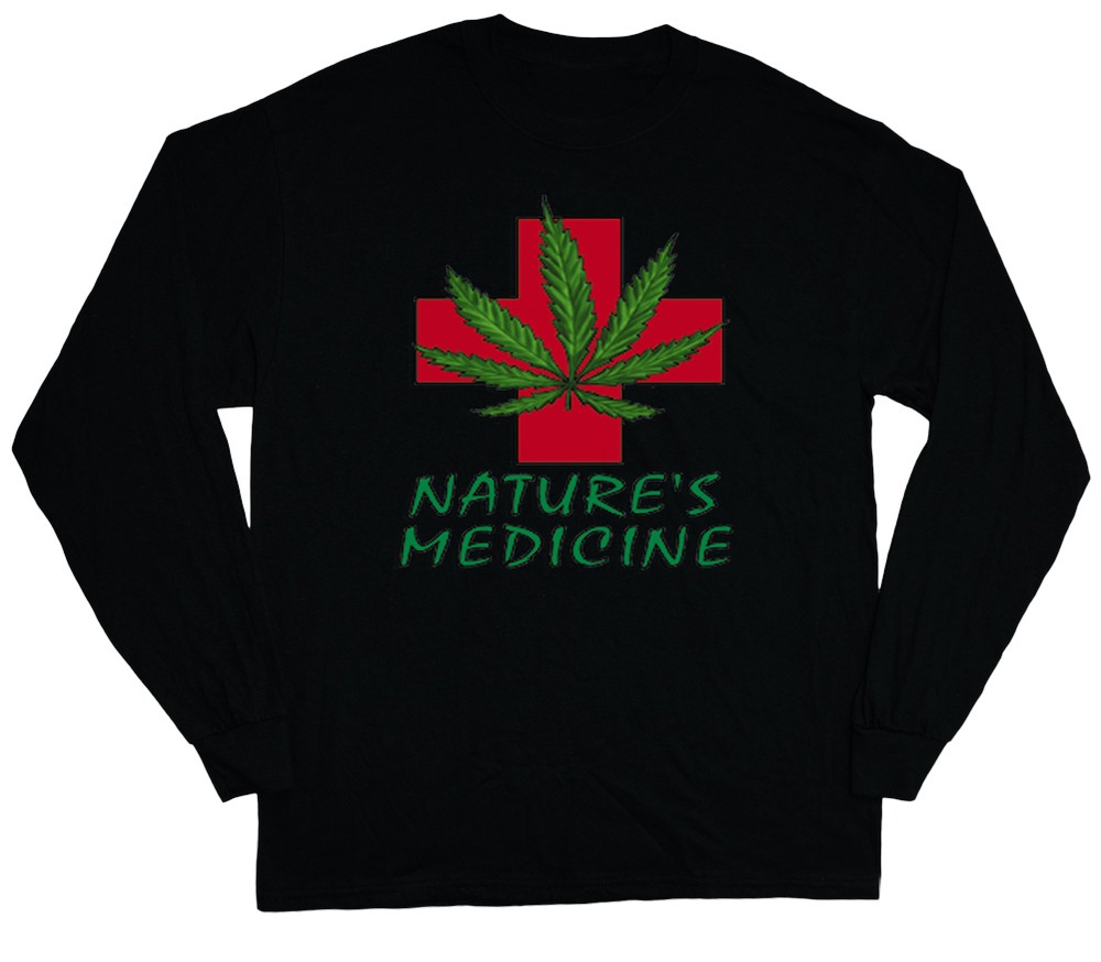 long sleeve t-shirt for men medical marijuana 420 weed pot leaf dope tee shirt