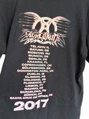 Aerosmith Tour T Shirt Band Tee Graphic Front Back European 2017 Black Size L