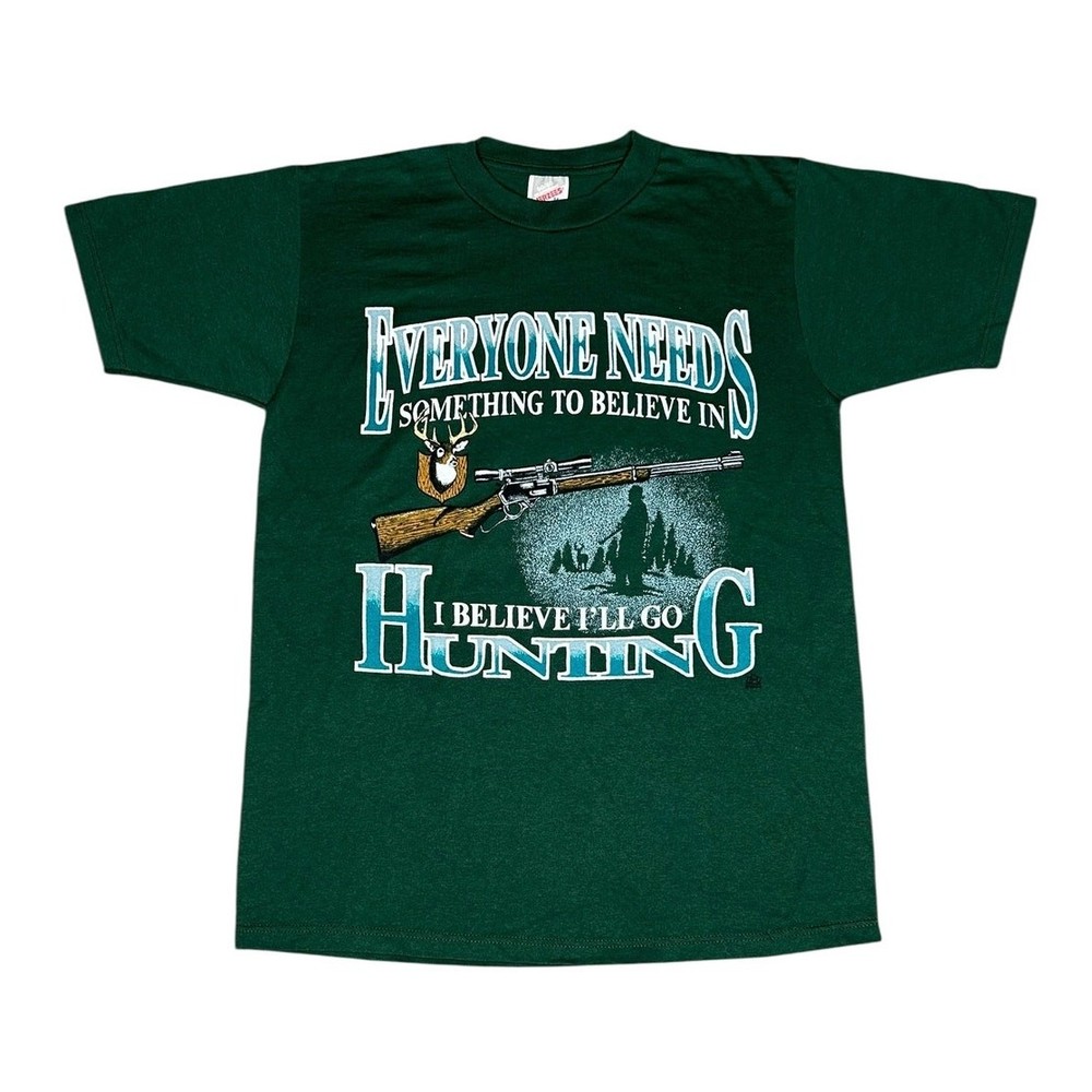 Vintage 90s Deer Hunting Funny Nature T-Shirt Size M Made in USA