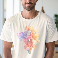 Watercolor Floral Comfort Tee Pastel Graphic Soft Relaxed Fit Shirt