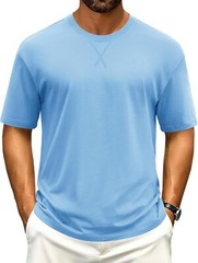 Men’s Cotton Drop Shoulder T Shirt Loose Fit Soft Casual Short Sleeve Summer Tee