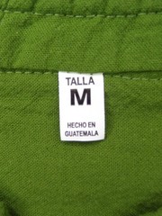 Artisanal Guatemalan Colorful Trim Shirt Green Cotton Mayan Men’s M / Women’s L
