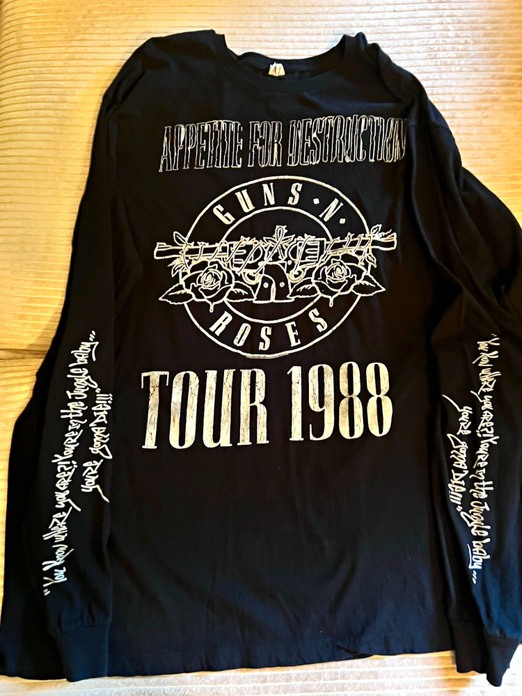 PacSun Guns N’ Roses Tour 1988 Men’s Black Cotton Crew Tee XL made in America