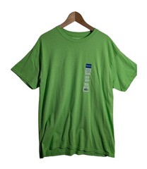 Gildan Mens T Shirt Lime Green Size LG 100% Cotton Regular Fit Short Sleeve Tee