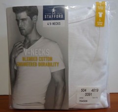 Stafford 4-Pack Men’s Blended Cotton V-Neck T-Shirts White