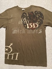 Rare Mick Mars 1313 Motley Crue T-Shirt Mens Medium Green AAA Short Sleeve Crew