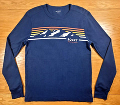 Rocky Mountains T-Shirt Men’s Small Blue White Adult Long Sleeve Thermal Outdoor