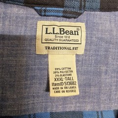 LL Bean Flannel Shirt Men’s 3XLT Blue Plaid Button Up Shirt #513682 Untucked Fit