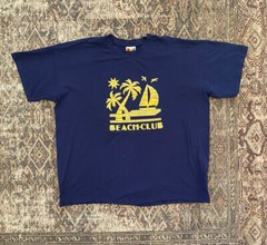 VTG 90s Metallic Gold Foil Beach Club T Shirt 3XL Made in USA Tropical Vacation