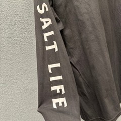 Salt Life T-Shirt Mens Medium Black Long Sleeve Spellout Sleeve Pre-Shrunk NEW