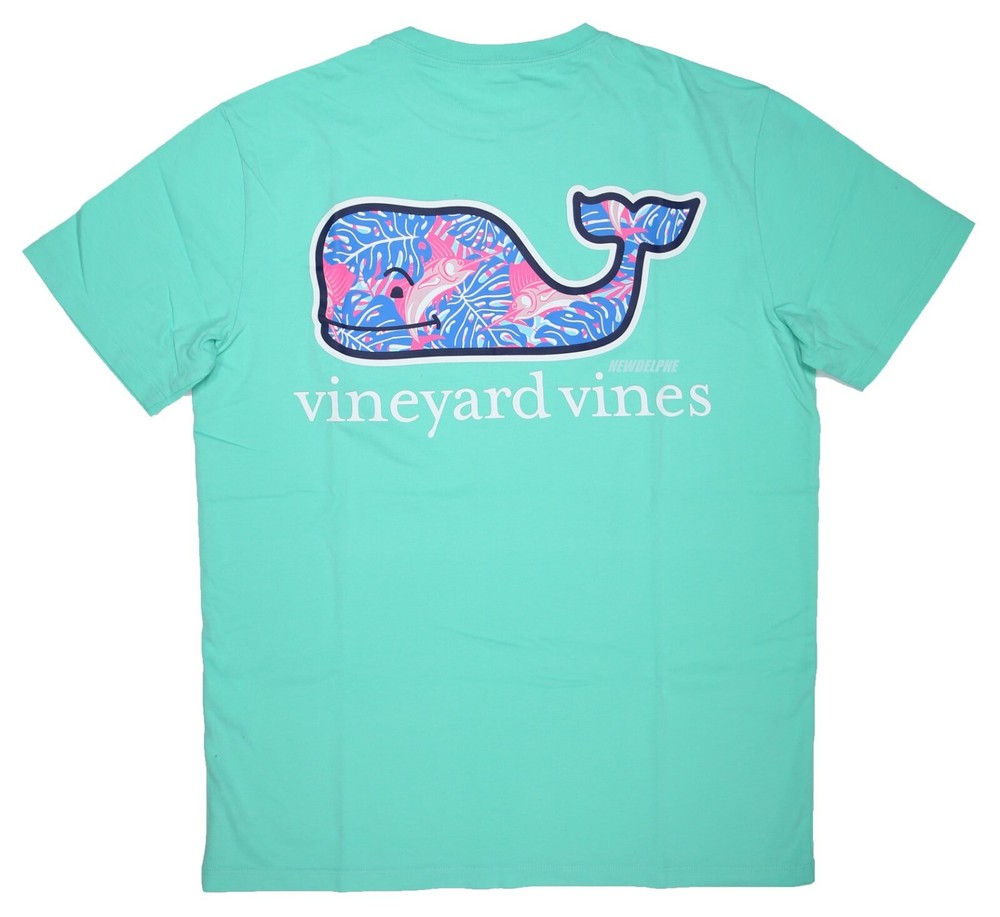 NWT Vineyard Vines Men SS Whale Pocket Crew T-Shirt Tee “SENDFISH & LEAVES WHL”