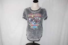 Aerosmith Womens World Tour T-Shirt Size Medium Multicolor Graphic Gray Burnout