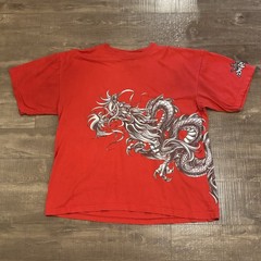 Vintage Y2K JNCO Dragon Wrap Around Red T Shirt Mens 2XL E1