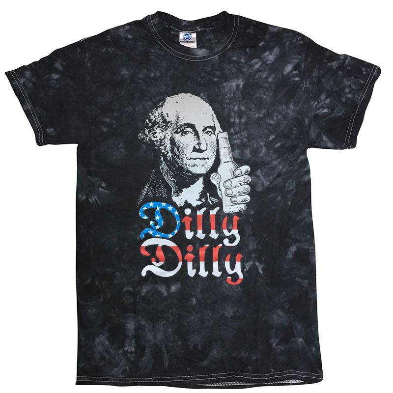 DILLY DILLY GEORGE WASHINGTON CRYSTAL WASH T-SHIRT BEER DRINKING PATRIOT S-3XL