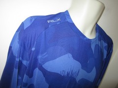 RLX RALPH LAUREN Performance Tee T-Shirt Long Sleeve Camo Blue Sz L $138