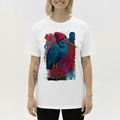 Blue Heron Bird T-Shirt Red Beanie Hat Urban Art Hipster Nature Lover Gift