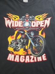 Wide Open Magazine David Mann T-shirt Black Motorcycle Men’s Medium 20.5″×28″