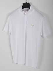 Men’s Prada White Zip-Up Polo Shirt L Short Sleeve