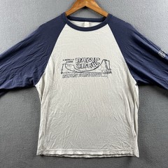 Vintage American Eagle Shirt Mens Large White Blue Reversible Y2K Raglan Skater