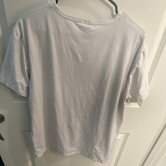 Men White Bear Graphic Print T-Shirt Crew Neck Short Sleeve Regular Size L