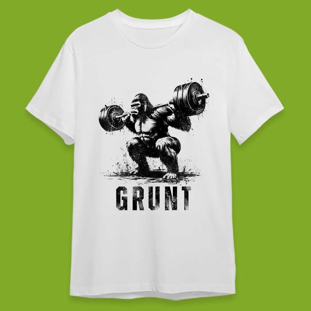 Grunt Gorilla Fitness Shirt Gym Workout Weightlifting Bodybuilding MMA Tee
